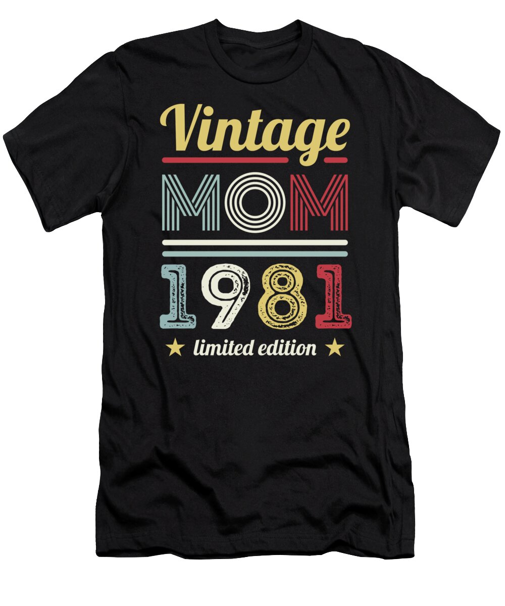 40th Birthday TShirt,1981 Vintage Retro Shirt for Women,Birthday Gifts for Mum 